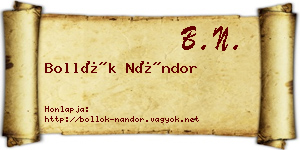 Bollók Nándor névjegykártya